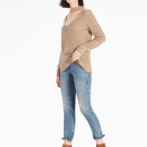 Lucky Brand Dakota Tan V Neck Collar Knit Sweater Size S - Picture 6 of 14